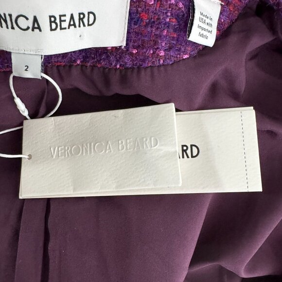Veronica Beard Bentley Double Breasted Tweed Jacket Size 2 Aubergine NWT CJ-2131 - Picture 11 of 16